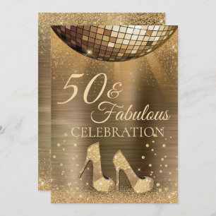 Gold Glam 50 and Fabulous Disco Ball Chocolate Invitation