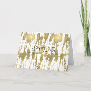 Gold Glam Abstract Photo Personalised Christmas Holiday Card