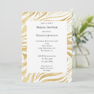 Gold Glam Abstract Swirls Bridal Shower Invitation