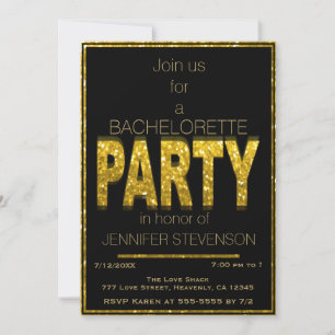 Gold Glam Bachelorette Party Invitation