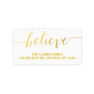 Gold Glam Believe   Holiday Address Label