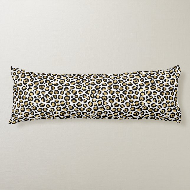 Gold Glam Black Leopard Print Body Cushion (Front)