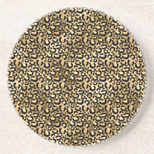 Gold Glam Black Leopard Print Coaster