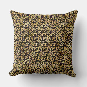 Gold Glam Black Leopard Print Cushion