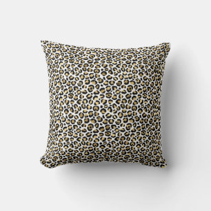 Gold Glam Black Leopard Print Cushion