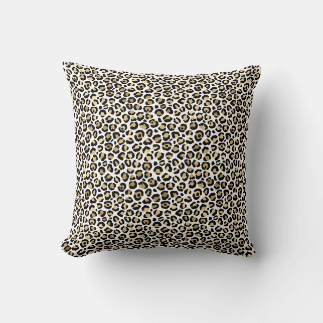 Gold Glam Black Leopard Print Cushion (Front)