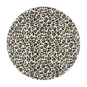 Gold Glam Black Leopard Print Cutting Board