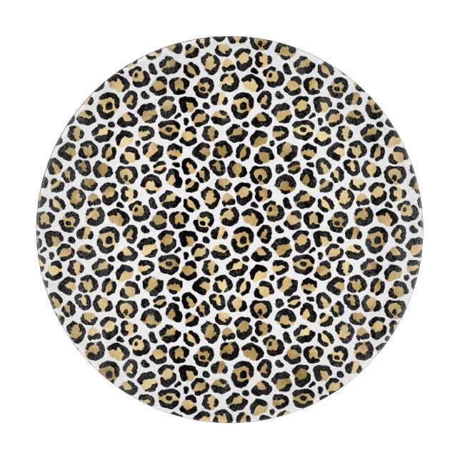 Gold Glam Black Leopard Print Cutting Board (Front)