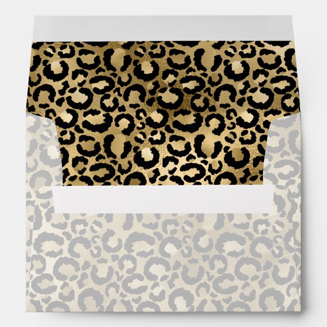 Gold Glam Black Leopard Print Envelope (Back (Bottom))
