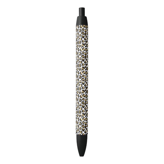 Gold Glam Black Leopard Print Ink Pen (Front Vertical)