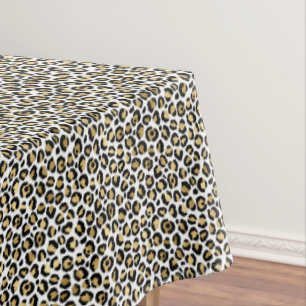 Gold Glam Black Leopard Print Tablecloth