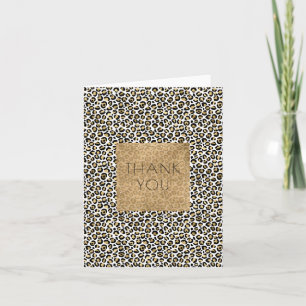 Gold Glam Black Leopard Print Thank you Card