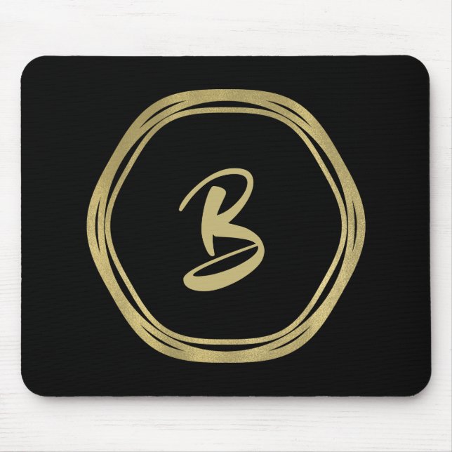 Gold Glam & Black Rings (Any Colour) Modern Glam Mouse Pad (Front)