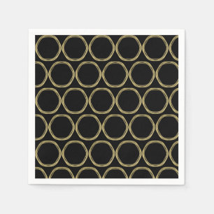 Gold Glam & Black Rings (Any Colour) Modern Glam Napkin