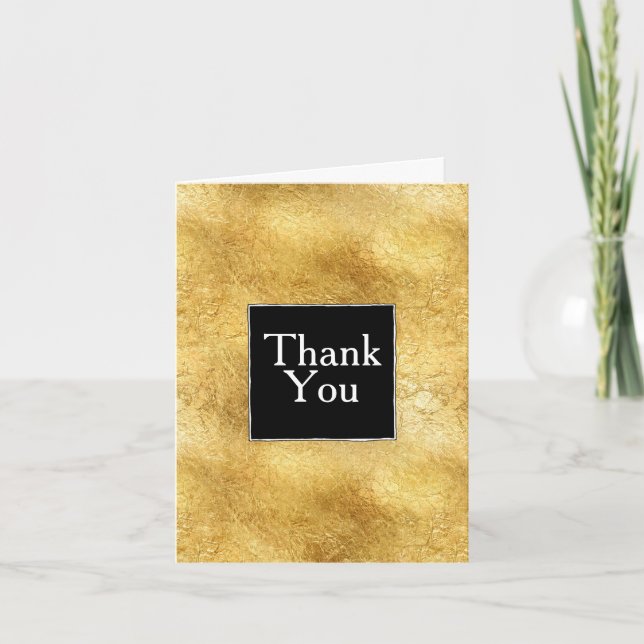 Gold Glam Black Thank You Card (Front)