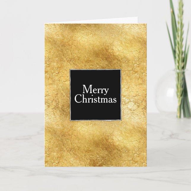 Gold Glam Black White Christmas Holiday Card (Front)