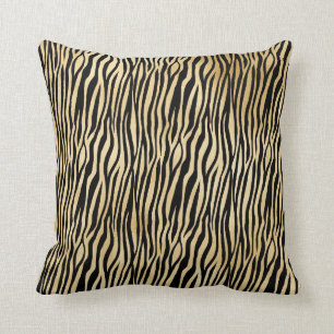 Gold Glam Black Zebra Print Cushion