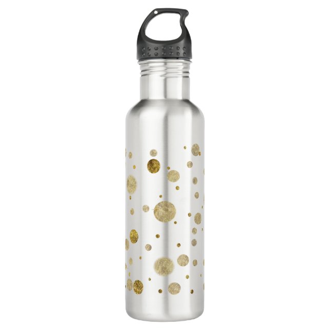 Gold Glam Bokeh Confetti Dots 710 Ml Water Bottle (Front)