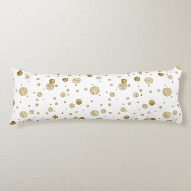 Gold Glam Bokeh Confetti Dots Body Cushion (Front)