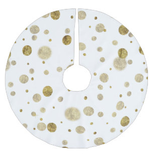 Gold Glam Bokeh Confetti Dots Brushed Polyester Tree Skirt