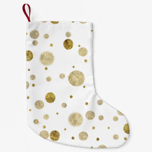 Gold Glam Bokeh Confetti Dots Small Christmas Stocking