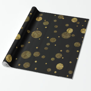 Gold Glam Bokeh Confetti Dots Wrapping Paper