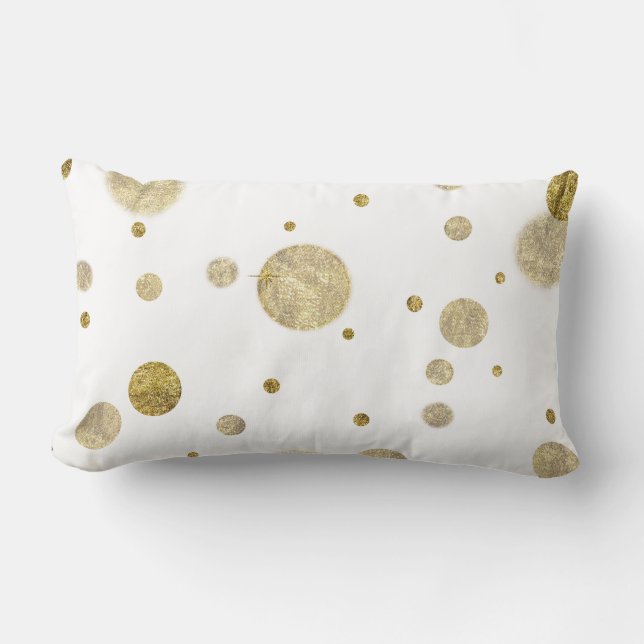Gold Glam Bokeh Dots Lumbar Cushion (Front)