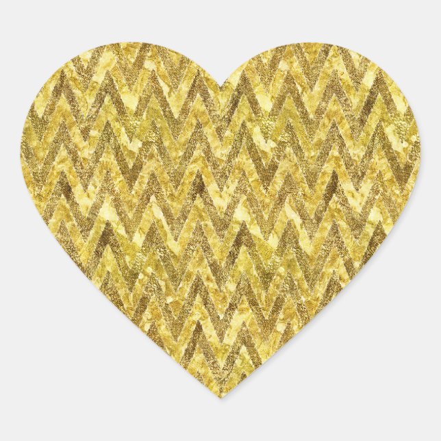 Gold Glam Chevron Heart Sticker (Front)