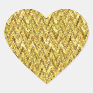 Gold Glam Chevron Heart Sticker