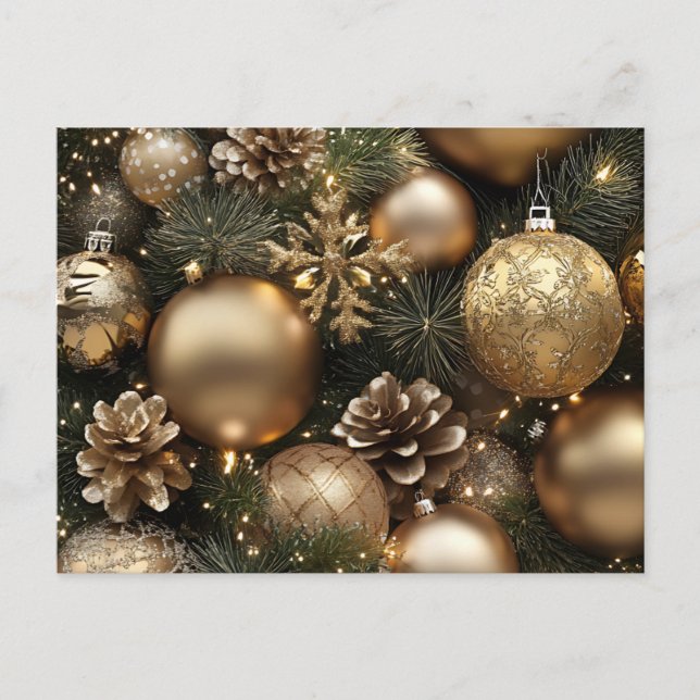 Gold & Glam Christmas Design Holiday Postcard (Front)