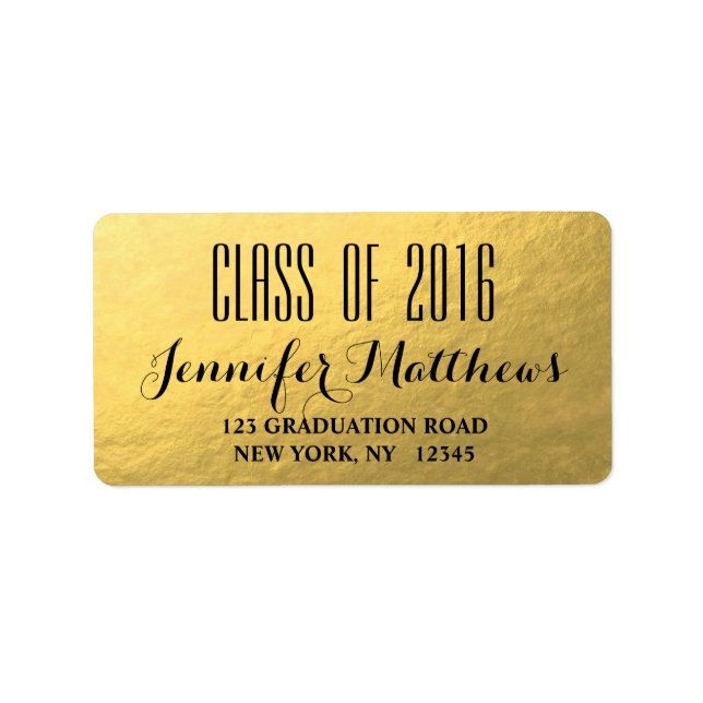 Gold Glam Class of 2016 Graduation Address Label (Front)