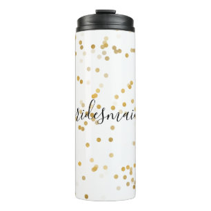 Gold Glam Confetti Bridesmaid Thermal Tumbler