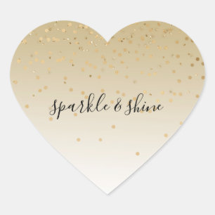 Gold Glam Confetti Ombre Heart Sticker