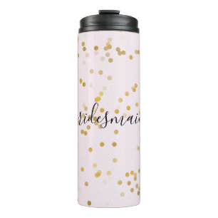 Gold Glam Confetti Personalized Thermal Tumbler