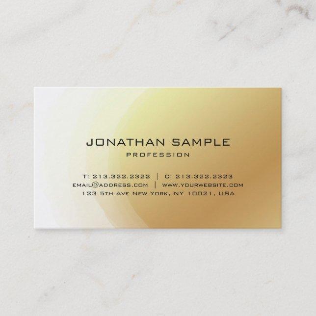 Gold Glam Design Elegant Modern Professional Plain Business Card (Front)