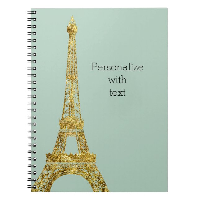 Gold Glam Eiffel Tower Notebook (Front)