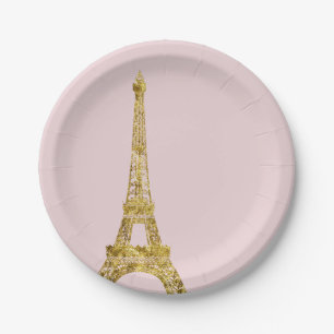 Gold Glam Eiffel Tower Paper Plate