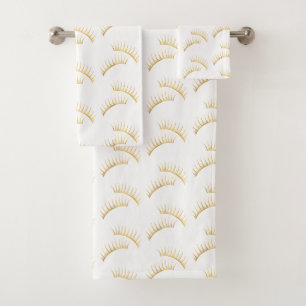 Gold Glam Eyelashes Bath Towel Set