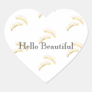 Gold Glam Eyelashes Heart Sticker