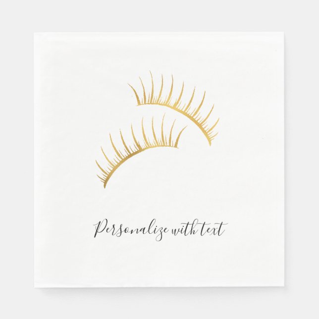 Gold Glam Eyelashes Napkin (Front)