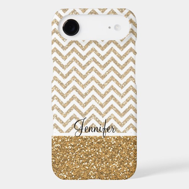 Gold Glam Faux Glitter Chevron Case-Mate iPhone Case (Back)