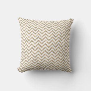 Gold Glam Faux Glitter Chevron Cushion