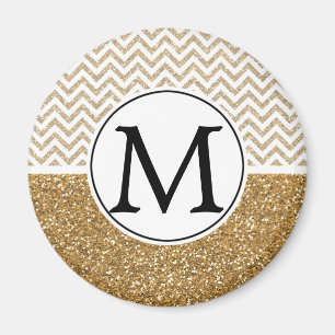 Gold Glam Faux Glitter Chevron Magnet