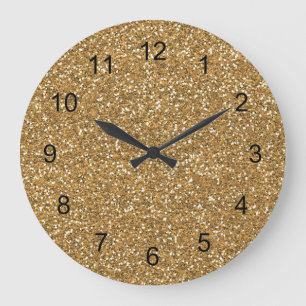 Gold Glam Faux Glitter Large Clock