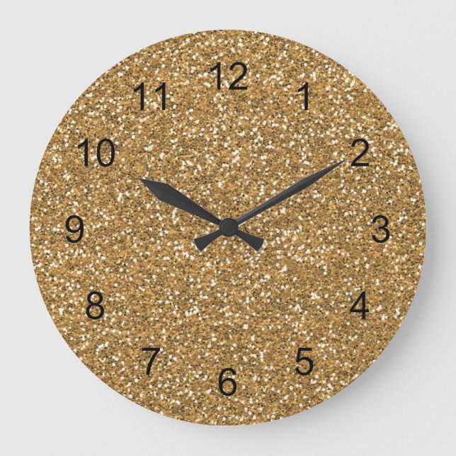 Gold Glam Faux Glitter Large Clock (Front)