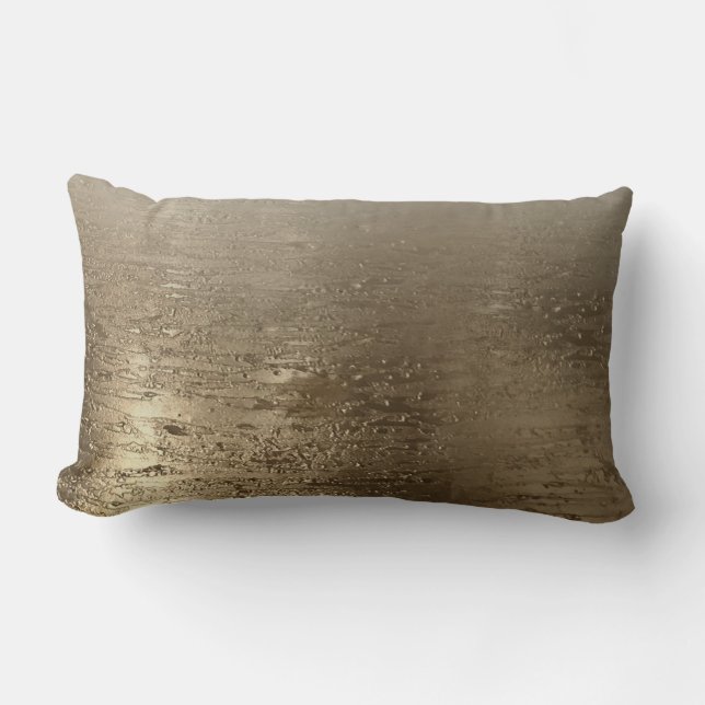 Gold Glam Gilded Brush Modern Elegance Lumbar Cushion (Front)