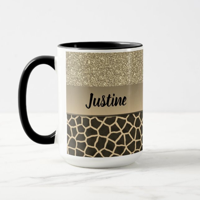 Gold Glam Giraffe Print Mug (Left)