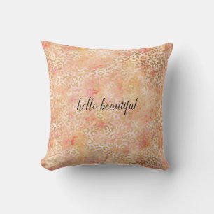 Gold Glam Girly Peach Pink Blush Leopard Print Cushion
