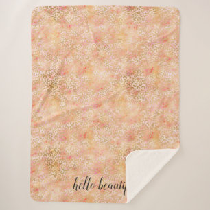 Gold Glam Girly Peach Pink Blush Leopard Print Sherpa Blanket