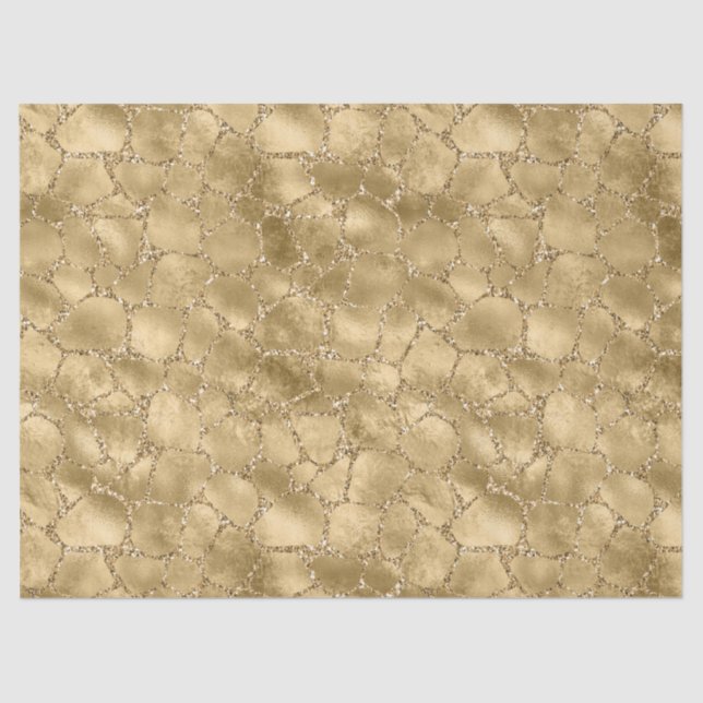 Gold Glam Glitter Giraffe Print  Tissue Paper (Front)